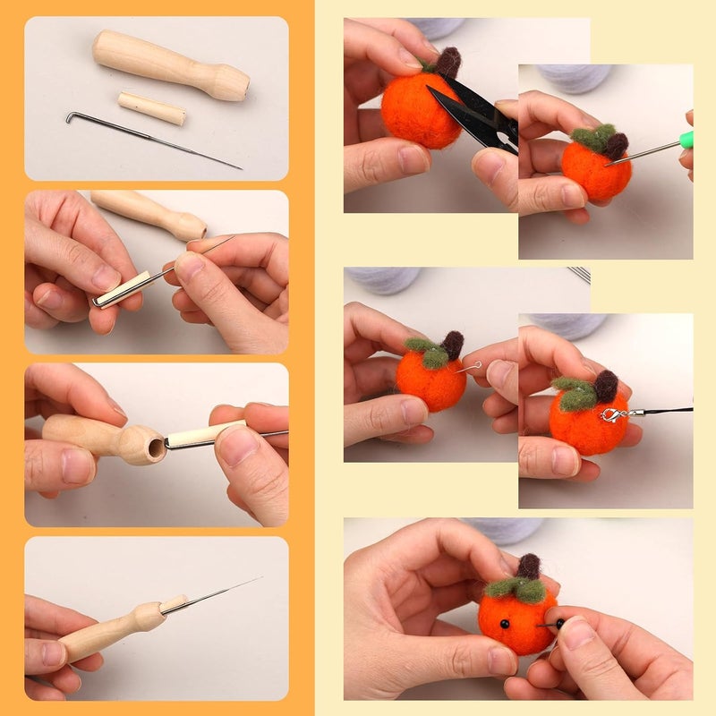 SOCNITC 45 Colors Needle Felting Kits for Beginners, Needle Felting Supplies with Tools, Felt Starter Kits with Needles, Storage Bag for DIY Handcrafts Decoration - Image 5